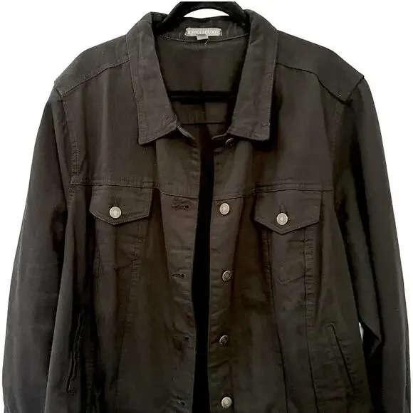 Jessica London Classic Cotton Black Denim Jean Jacket - Size 28W - Picture 6 of 11